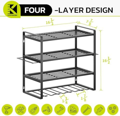 KAFAHOM Power Tool Organizer, Garage Tool Organizers and Storage,Drill Holder Wall Mount, Storage Rack for Cordless Drill, Heavy Duty Tool shelf with Screwdriver Holder/Pliers Holder/Hammer Holder - Image 4