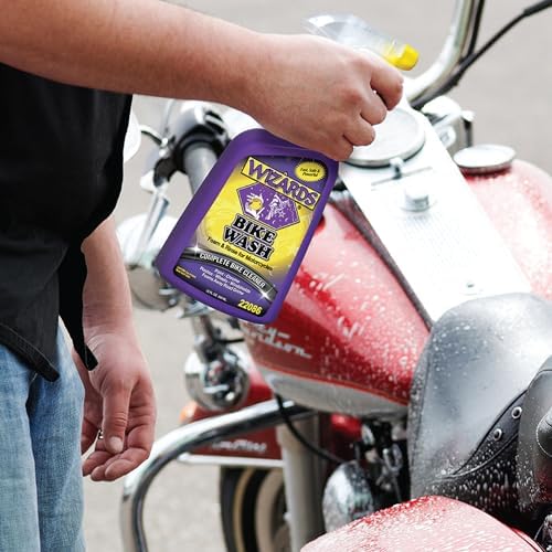 Wizards Motorcycle Cleaning Kit - Bike Wash Foam and Rinse, Quick Detailer Spray, and Bug Remover with Fiber Cloth and Detailing Bag - Portable Motorcycle Wash Kit with Accessories - Image 5