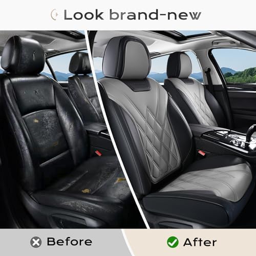 Coverado Car Seat Covers, Front Covers for Cars, Car Seat Cover Front Seats, Automotive Seat Cover, Waterproof, Leather Car Seat Cushion, Universal Interior Covers Seat Protectors for Most Cars - Image 5
