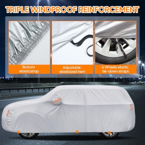 SUV Car Cover Waterproof All Weather - Outdoor Full Car Cover for Automobiles Snow Rain Sun UV Dust Protection Scratch Universal Fit SUV Up to 190" - Image 5