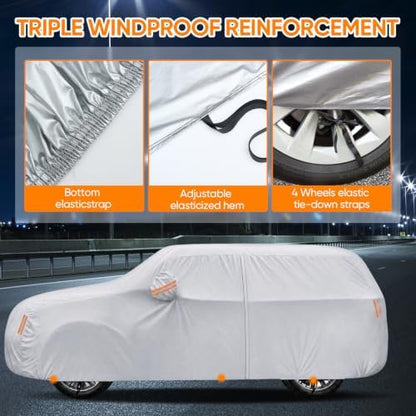 SUV Car Cover Waterproof All Weather - Outdoor Full Car Cover for Automobiles Snow Rain Sun UV Dust Protection Scratch Universal Fit SUV Up to 190" - Image 5