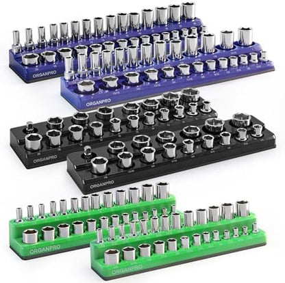 Magnetic Socket Organizer, 143-Socket Holder Tray Set| Strong Base by ORGANPROTOOLS