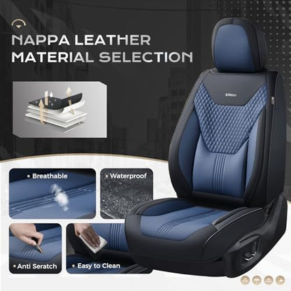 Coverado Car Seat Covers with Lumbar Support, Front Covers for Cars, Universal Automotive Seat Cover, Waterproof, Leather Car Seat Cushion, Interior Seat Protectors for Most Cars - Image 2