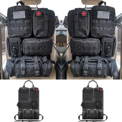 7 PACK Tactical Seat back organizer Truck organizer With 6 Detachable Pouches Universal For Car Truck Ford Jeep Military-Grade Heavier Panels With Multi-functional Packs (2 Set Black) by AIAUTOAIEVAutoPart