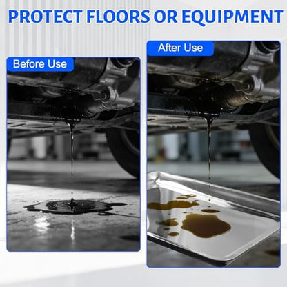 Luyizyo 2PCS Stainless Steel Oil Drip Pan for Under Car 35.4 x 23.6 x 1.9 - Image 7