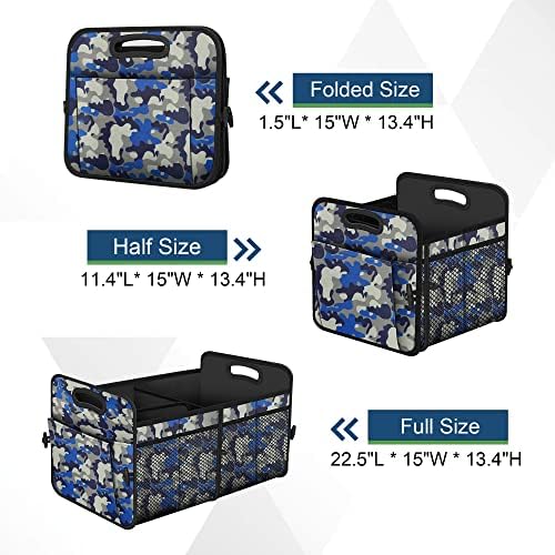 Femuar Car Trunk Organizer with 72L Large Capacity Waterproof Collapsible and 11 Pockets, Trunk Organizer for Car SUV/Jeep/Sedan, Large Size, Blue Camouflage - Image 4