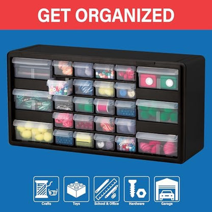 Akro-Mils 26-Drawer Plastic Storage Cabinet, 20"W x 6"D x 10"H, Black - Image 4