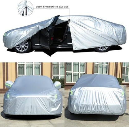 Tecoom Light Shell Waterproof UV-Proof Windproof Design Car Cover with Zipper Storage and Lock for All Weather Indoor Outdoor Fit 160-172 Inches Hatchback - Image 2
