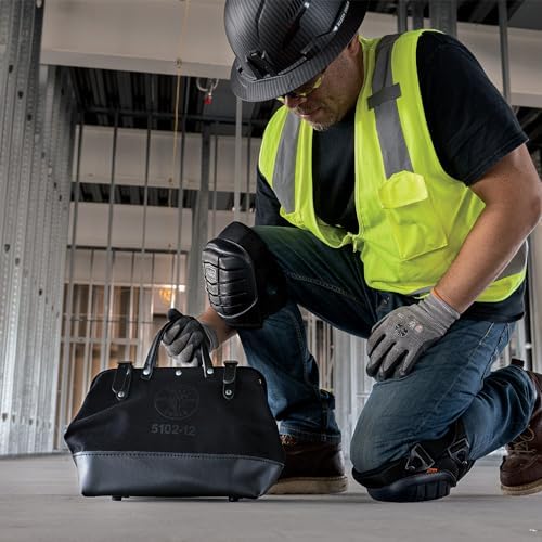 Klein Tools 510212BLK Heavy Duty Black Canvas Tool Bag, Tool Tote, Multi-Purpose Bag with Wide Hinged Opening and Leather Handles, 12-Inch - Image 7