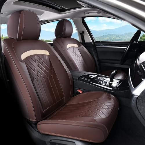 FLORICH Front Car Seat Covers, Leather Seat Covers for Cars, Car Seat Protector Waterproof Breathable, Universal Automotive Seat Covers, Front Car Seat Cover Fit for Most Sedans SUV Pick-up Truck by FLORICH