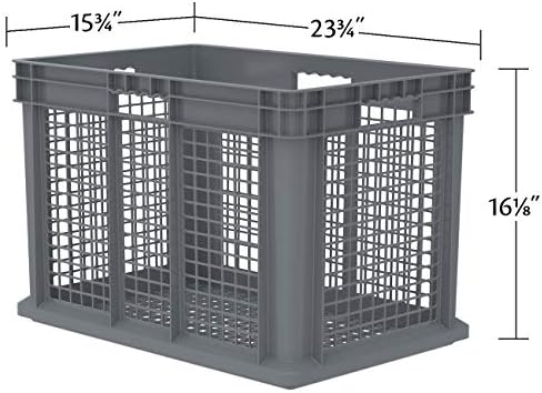 Akro-Mils 37616 Plastic Straight Wall Container Tote with Mesh Sides and Mesh Base, (24-Inch x 16-Inch x 16-Inch), Gray, (2-Pack) - Image 5