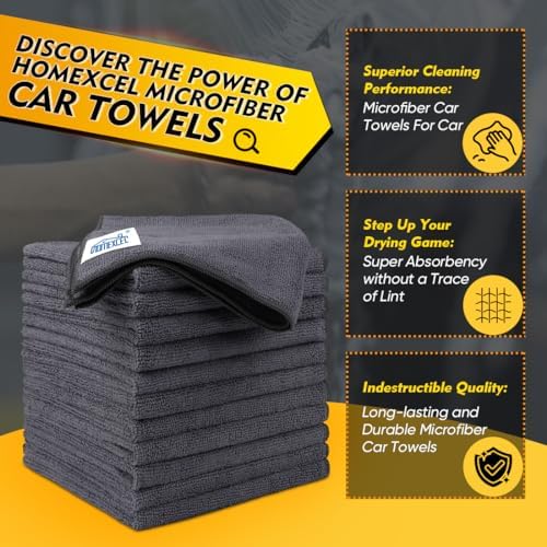 HOMEXCEL Grey Microfiber Cleaning Cloth 400 Pack, 11.5 x 11.5 inch Bulk Shop Towels | Reusable Cleaning Rags for Cars, Kitchen, Window, Garage and House, Ultra Absorbent, Lint Free, Streak Free - Image 2