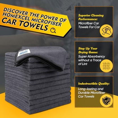 HOMEXCEL Grey Microfiber Cleaning Cloth 400 Pack, 11.5 x 11.5 inch Bulk Shop Towels | Reusable Cleaning Rags for Cars, Kitchen, Window, Garage and House, Ultra Absorbent, Lint Free, Streak Free - Image 2