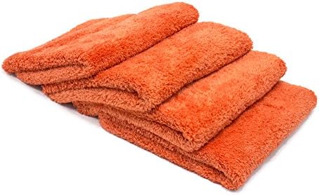 Autofiber Korean Plush Premium Edgeless Microfiber Detailing Towels (16"x16") 4-Pack (Orange) by Autofiber