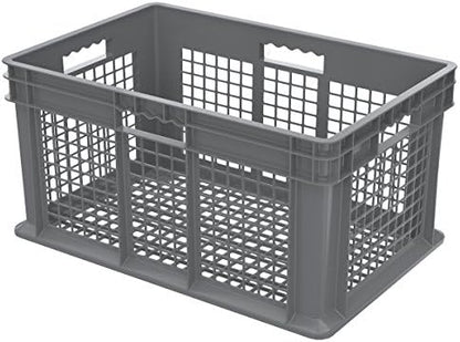 Akro-Mils 37612 Plastic Straight Wall Container Tote with Mesh Sides and Base, 24x16x12-Inch, Gray (3-Pack) by Akro-Mils