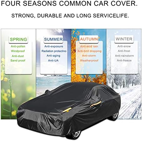 UV Protection Car Cover Windproof Dustproof Scratch Resistant Outdoor Universal Full Car Covers for Sedan XL (Black, 191" - 201") - Image 7