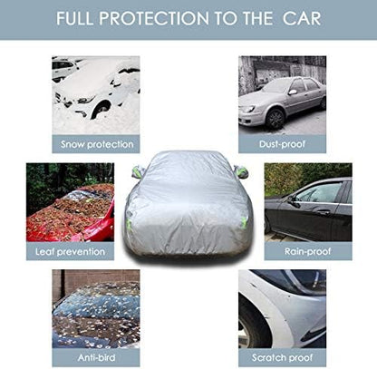 Sedan Car Cover Waterproof All Weather for Auto 210T Lightweight Breathable Outdoor Car Covers UV Protection/Windproof/Dustproof/Scratch Resistant Universal Car Cover Fit Sedan (Up to 193”L) - Image 2