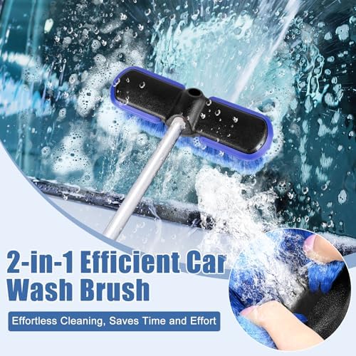 Car Wash Brush Head with Soft Bristle 10 Inch, Car Cleaning Brush with Protective Bumper for Cleaning Auto Cars Trucks RV Boat Deck (Blue) (4 Pack) - Image 3
