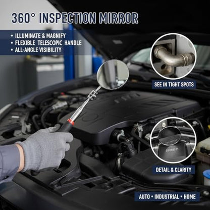 4-Piece Magnetic Tool Mat Set in 3 Sizes & 55LB, Tool Pad with PVC Layer, Non-Slip Parts Organizer includes Telescoping Pickup Tools & Inspection Mirror for Garage Workshop Auto Repair - Image 7