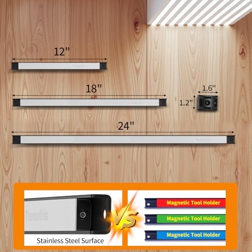 18" Magnetic Tool Holder Strip, 6 Pieces Silver Metal Tool Organizer Rack with Stainless Steel Surface, Magnet Bar for Garage Workshop, Easy To Install with Mounting Screws - Image 4