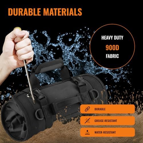 Heavy Duty Roll-Up Tool Organizer Bag | Black - Image 5