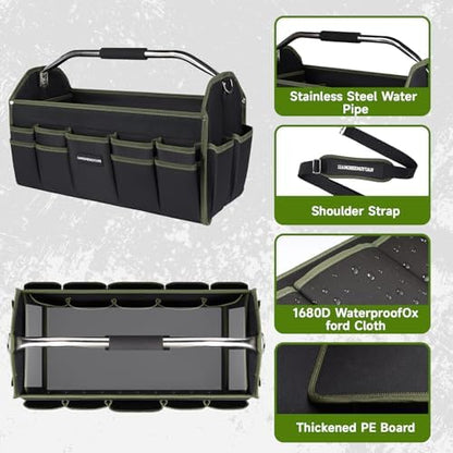 20In Electrician Tool Bag, Foldable Bags For Men Heavy Duty, Open Top Tool Tote, 30 Pockets Can Hold Many fittings, Organizer Stainless Steel Handle and Removable Shoulder Strap - Image 5