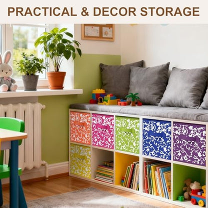 LemonRoad 6 Fabric Cube Storage Bin 11'' Classroom Bin, Rainbow, Classic - Image 5