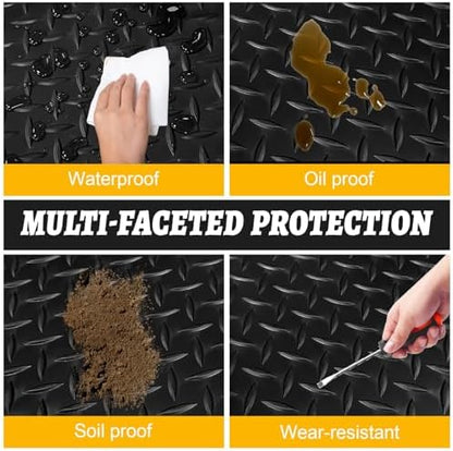 Grandroad auto 8x25 FT Garage Floor Mat, 2.8mm Thickened Flooring Roll for Under Car Diamond Plate PVC Rubber Mat with 20 Pcs Tapes, Non-Slip Floor Mat for Garage, Warehouse, Gyms, Trailer, Black - Image 7