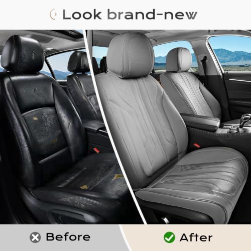 Coverado Car Seat Covers Full Set, Seat Covers for Cars, Front Seat Covers and Back Seat Cover Waterproof Leather Automotive Seat Cover, Universal Car Interior Protectors Cushion for Most Cars - Image 5