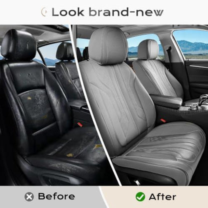 Coverado Car Seat Covers Full Set, Seat Covers for Cars, Front Seat Covers and Back Seat Cover Waterproof Leather Automotive Seat Cover, Universal Car Interior Protectors Cushion for Most Cars - Image 5