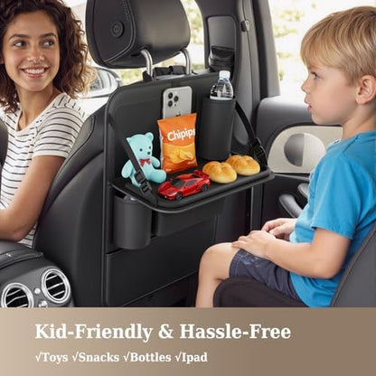 Coverado Car Backseat Organizer with Tablet Tray, Nappa Leather Organizer for Car Seat Back, Waterproof Car Seat Organizer with Touch Screen, Seat Protector Kick Mats for Kids - Image 5