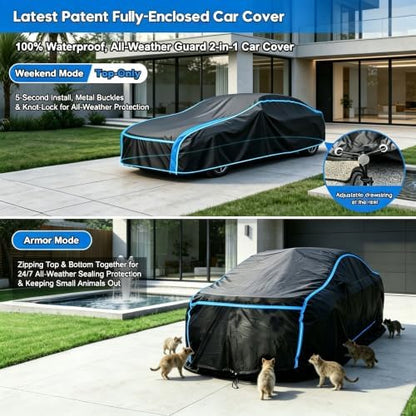 2-in-1 Pickup Truck Cover - Quick Half Cover or Full Bottom-Seal Enclosure, Waterproof Multi-Layer Heavy-Duty Protection, Fits 243-250 in Trucks: F-150 6.5 ft Bed, Tundra Long Bed, Ram 1500 - Image 2