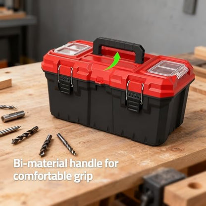 Tools Box, Deep Lockable Toolbox, 18.7 * 9.9 * 9.3" Durable Tool Boxes Storage, with Removable Inner Tray - Image 4