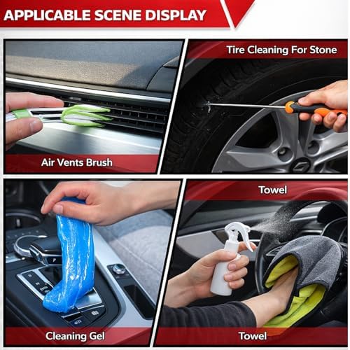 63PCS Car Wash Cleaning Kit,Car Wash Brush with Long Handle,Car Detailing Kit with Foam Gun,Car Cleaning Supplies,Handheld Vacuum, Car Detailing Kit (62PCS) - Image 6