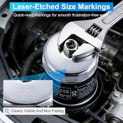 35PCS Oil Filter Wrench Set, 1/2" Drive Cup Type, Stainless Steel - Image 4