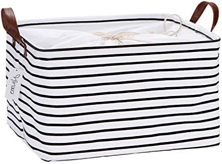 Hinwo 31L Large Canvas Storage Bin with Lid and Handles by Hinwo