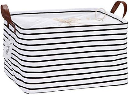 Hinwo 31L Large Canvas Storage Bin with Lid and Handles by Hinwo