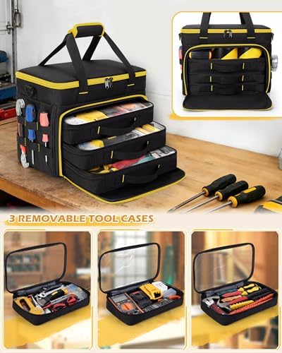 Marscamd 2 Layers Tool Bag with 3 Clear Window Removable Cases - Image 2