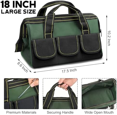 Sanwuta 3 Pack 18 Inch Tool Bags, Classic, Red, Army Green, Blue - Image 2