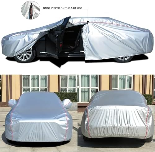 Tecoom Hard Shell Oxford Material Door Shape Zipper Design Waterproof UV-Proof Windproof Car Cover for All Weather Indoor Outdoor Fit 160-172 Inches Hatchback - Image 2