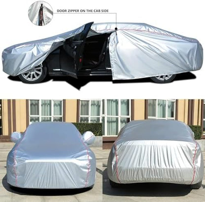 Tecoom Hard Shell Oxford Material Door Shape Zipper Design Waterproof UV-Proof Windproof Car Cover for All Weather Indoor Outdoor Fit 160-172 Inches Hatchback - Image 2