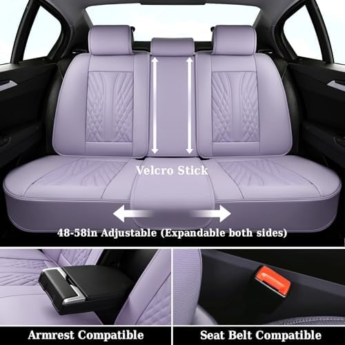 Coverado Car Seat Covers Full Set, Automotive Front and Rear Seat Covers with Backrest, Nappa Leather Car Seat Protectors Waterproof, Universal for Most Vehicles - Image 4