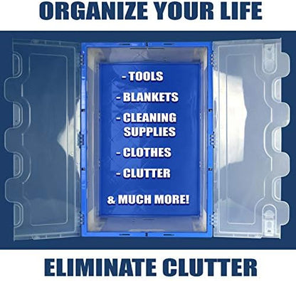 Mount-It! Clear Collapsible Storage Crate 3-Pack, 65L Folding Bins - Image 7