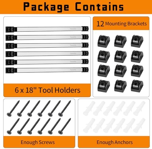 18" Magnetic Tool Holder Strip, 6 Pieces Silver Metal Tool Organizer Rack with Stainless Steel Surface, Magnet Bar for Garage Workshop, Easy To Install with Mounting Screws - Image 7