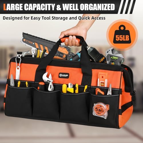 UUP Tool Bag ExtraLarge 20", Heavy Duty Spacious Tool Box Organizer, Orange - Image 4