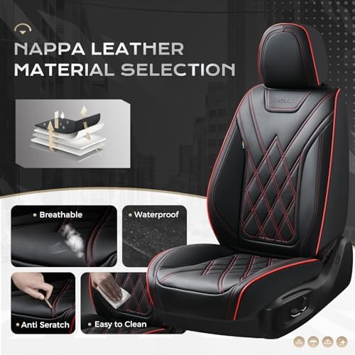 Coverado Car Seat Covers Full Set, Seat Covers for Cars, Waterproof Leather Automotive Seat Cover, Universal Car Interior Protectors Cushion for Most Cars - Image 2