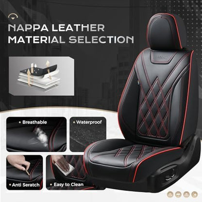 Coverado Car Seat Covers Full Set, Seat Covers for Cars, Waterproof Leather Automotive Seat Cover, Universal Car Interior Protectors Cushion for Most Cars - Image 2