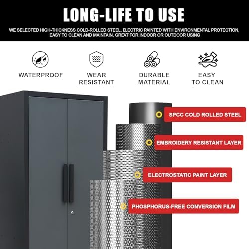26Pcs Garage Storage Cabinet System, Black Grey - Image 5