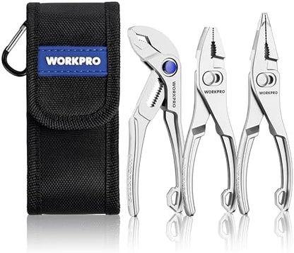 WORKPRO 3-Piece Mini Pliers Set with Pouch, Pocket Pliers, EDC Tool Gift by WORKPRO