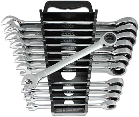 12pc MM/Metric TIGHTSPOT Ratcheting Wrenches - With Quick Access Wrench Organizer - Our standard in combination wrench sets from gear to tip by JaegerTools